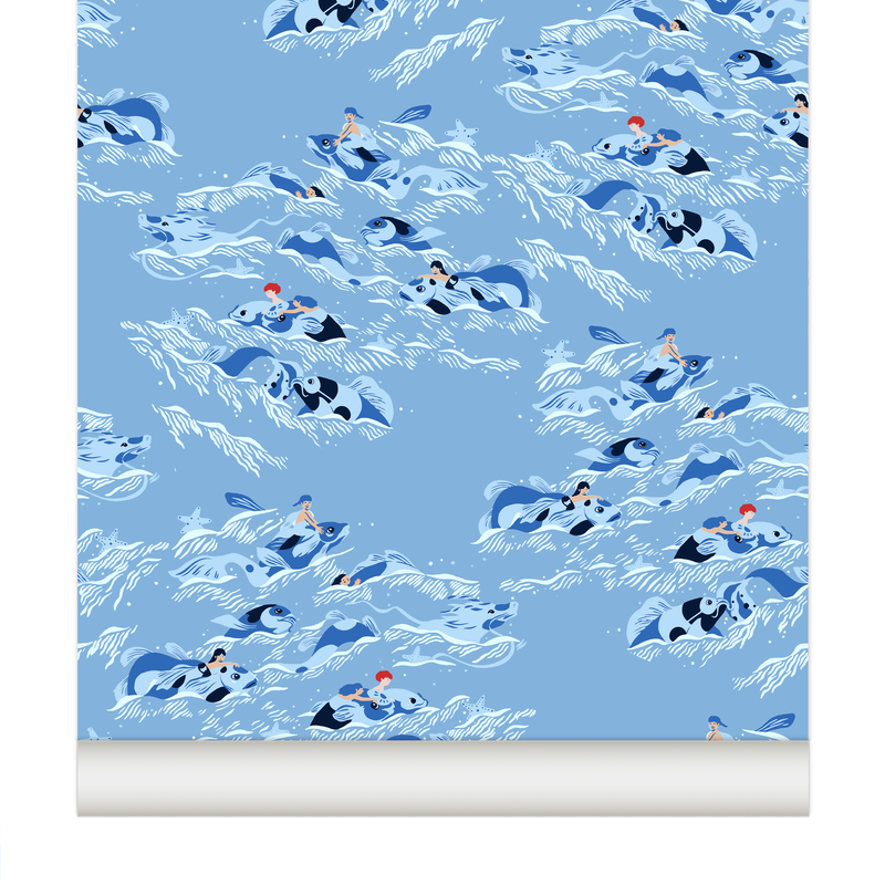 papier peint poissons et dragons