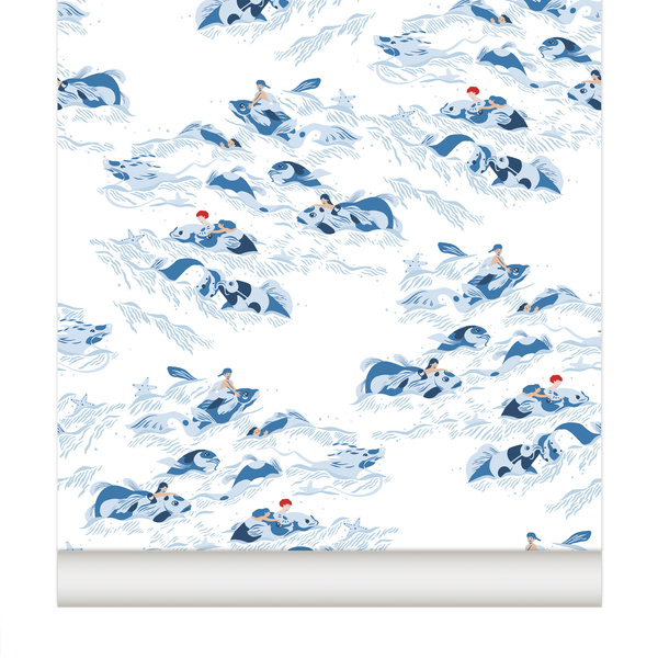 papier peint poissons et dragons