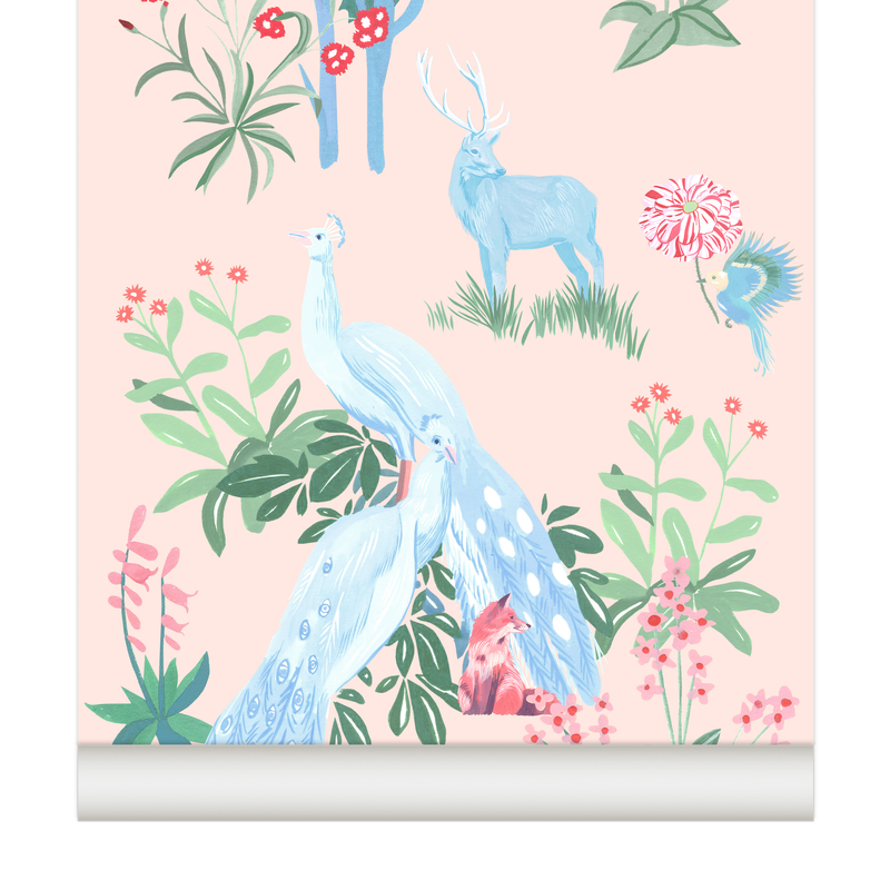 little cabari papier peint animal nature couleur bleu rose