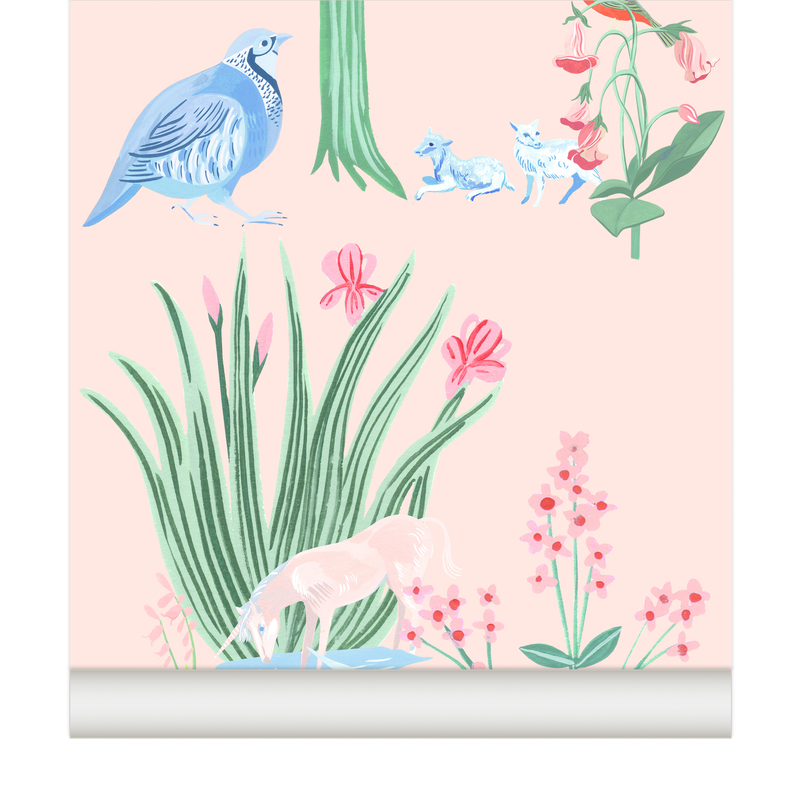 little cabari papier peint animal nature couleur bleu rose