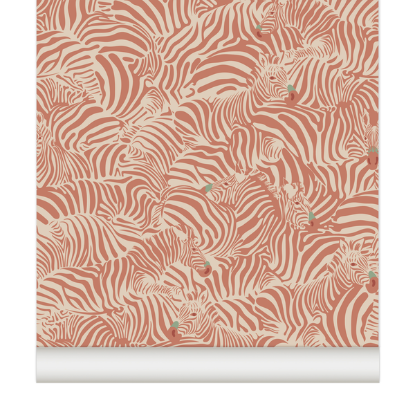 papier peint zebre brique
