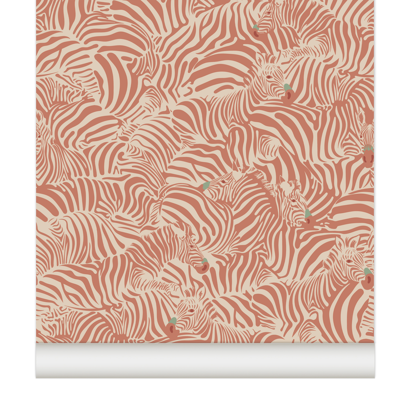 papier peint zebre brique
