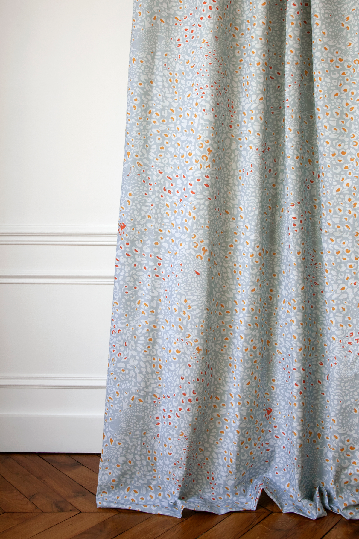 Little Cabari tissu d'ameublement rideau léopard couleur bleu blanc orange