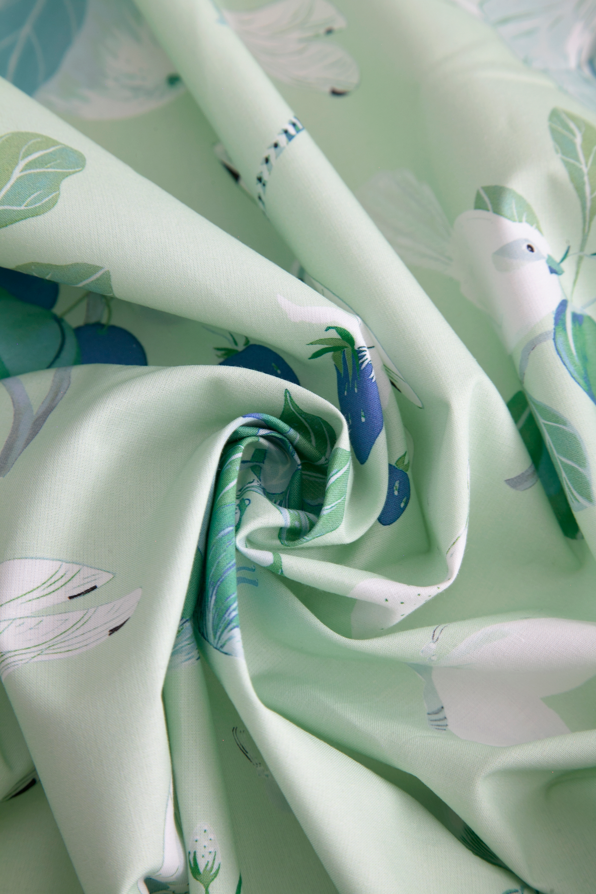Little Cabari tissu d'ameublement rideau insecte fruit pomme enfant couleur blanc bleu vert