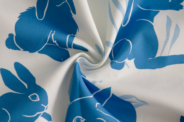 Little Cabari tissu d'ameublement rideau animal couleur blanc bleu