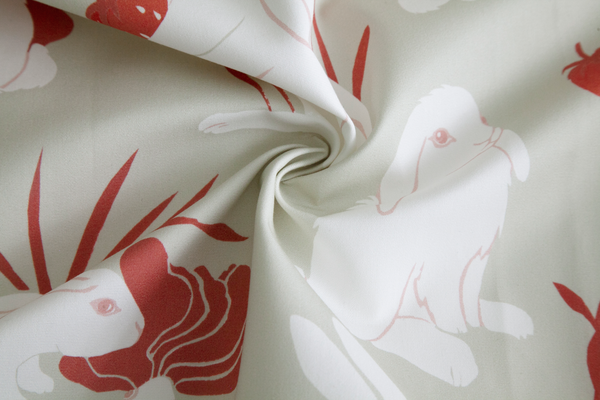 Little Cabari tissu d'ameublement rideau animal couleur blanc rouge beige