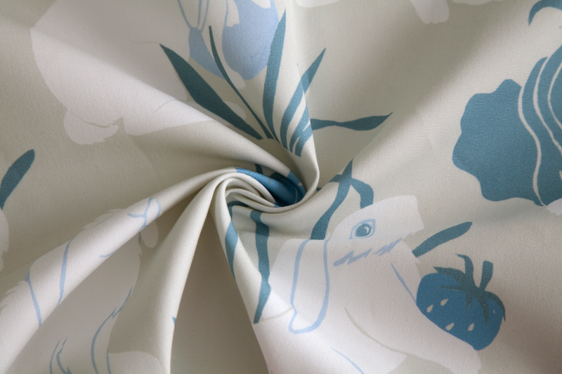 Little Cabari tissu d'ameublement rideau animal couleur blanc bleu beige