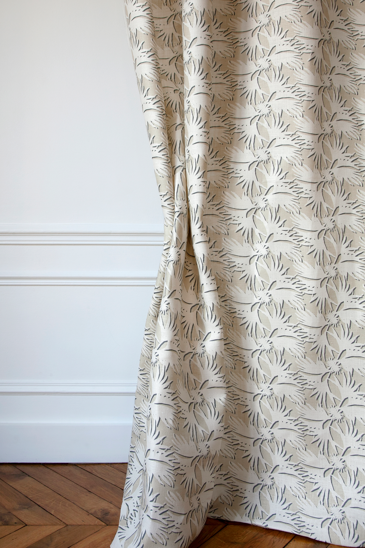 LittleCabari tissu ameublement rideau jungle lin couleur beige