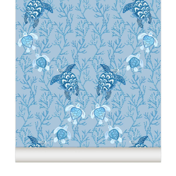 little cabari papier peint kurma bleu océan collection croisiere