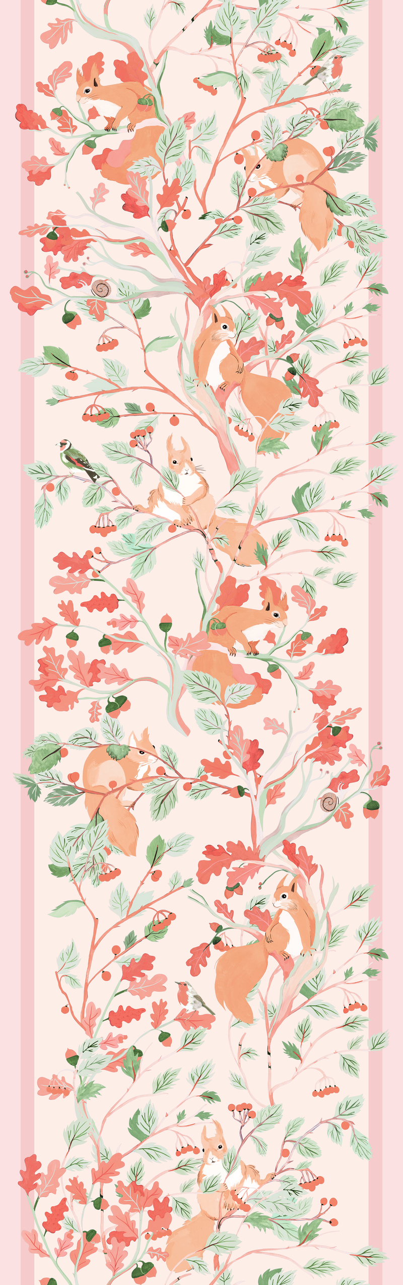 little cabari papier peint arbre animal couleur rose orange