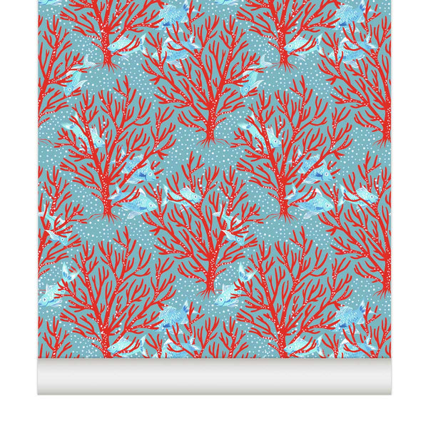 little cabari papier peint recif brume rouge corail coraux collection croisiere