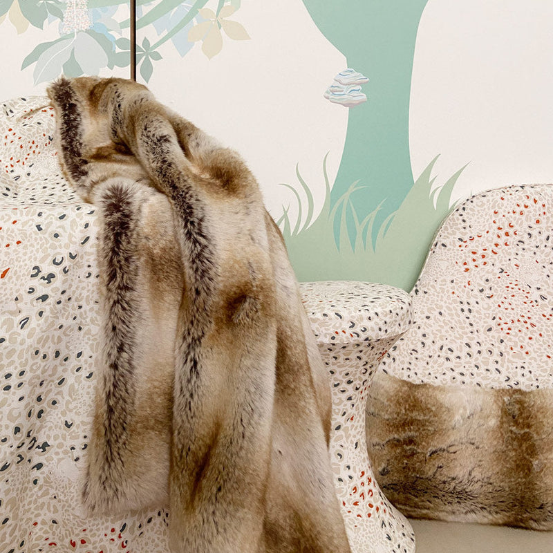 little cabari couverture plaid fausse fourrure leopard couleur marron