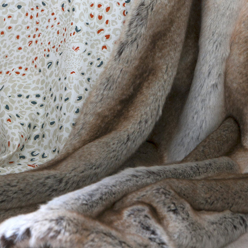 little cabari couverture plaid fausse fourrure leopard couleur marron