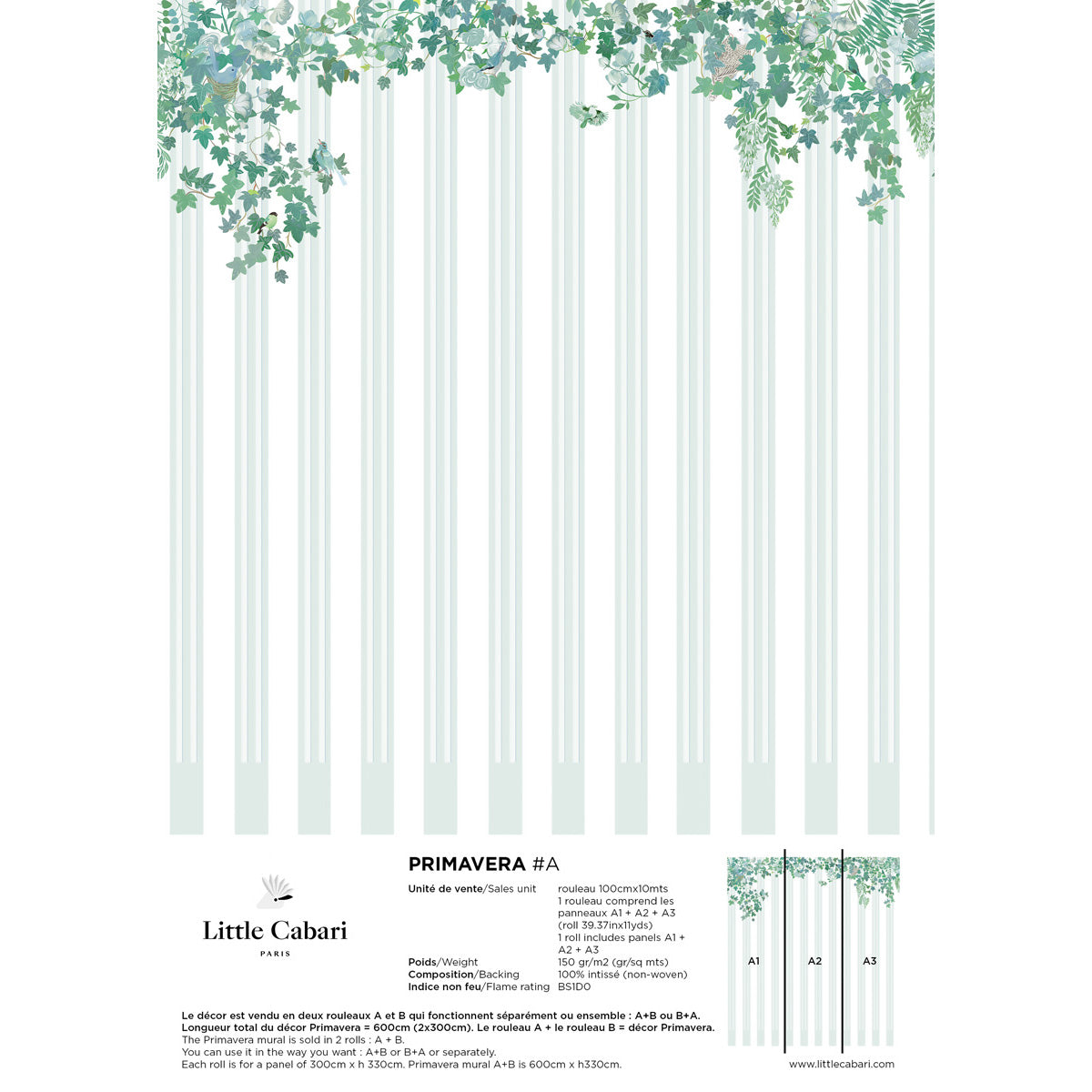 papier peint little cabari primavera vert