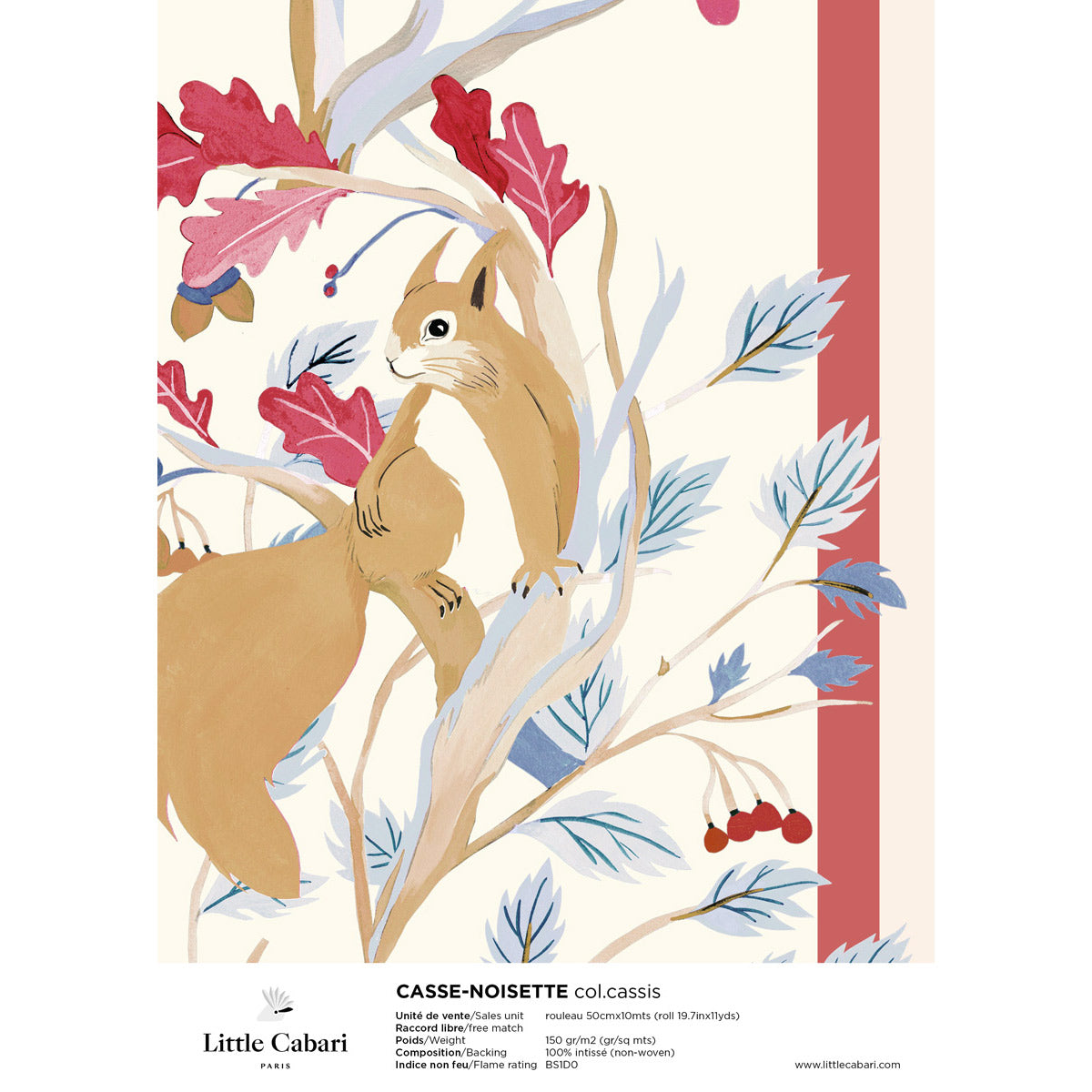little cabari échantillon papier peint animal couleur rouge beige 