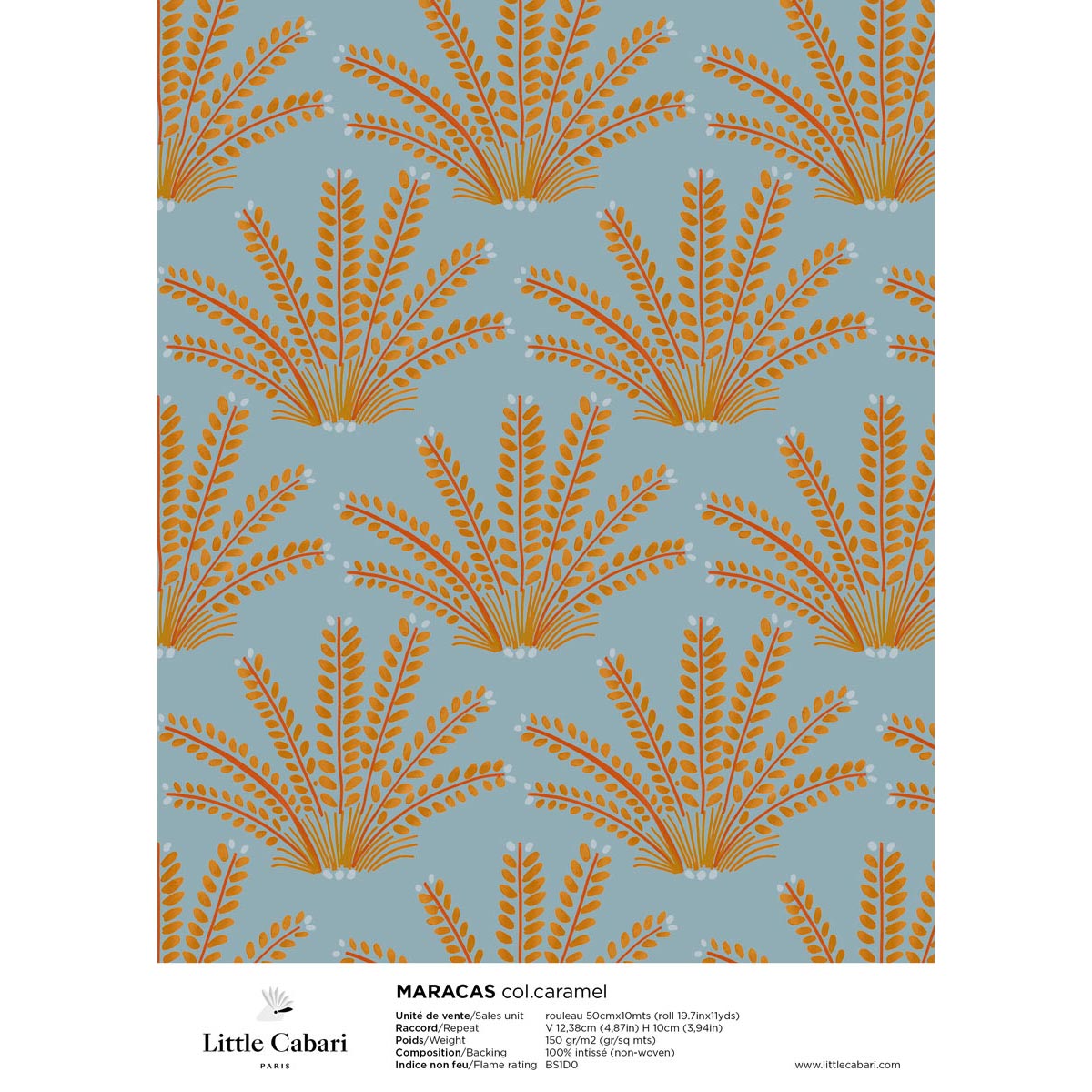 papier peint little cabari maracas caramel