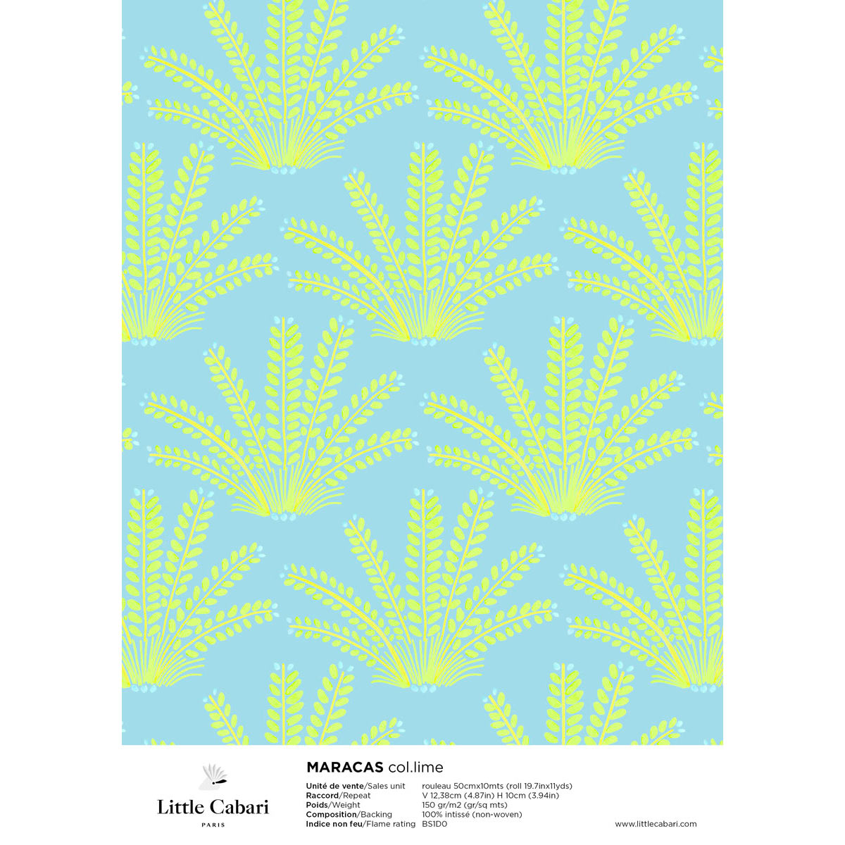 papier peint little cabari maracas lime