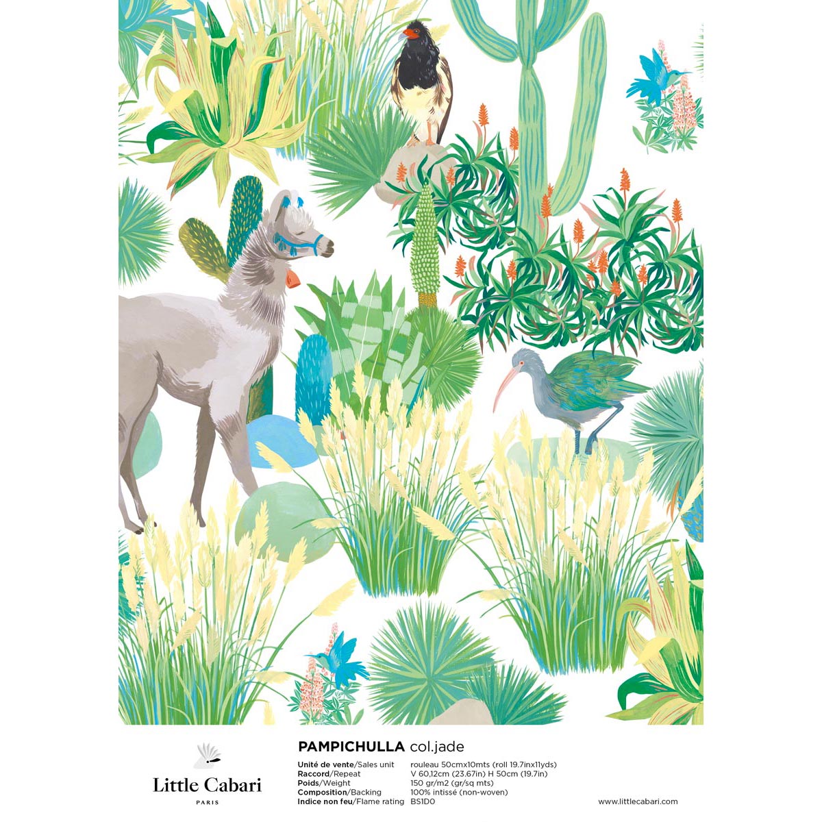 papier peint little cabari pampichulla emeraude