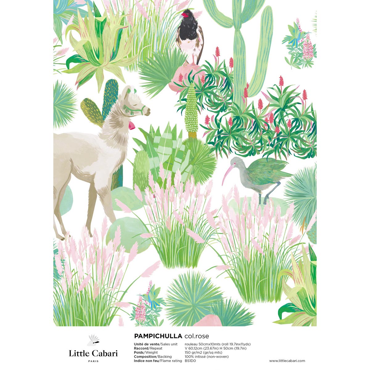 papier peint little cabari pampichulla emeraude