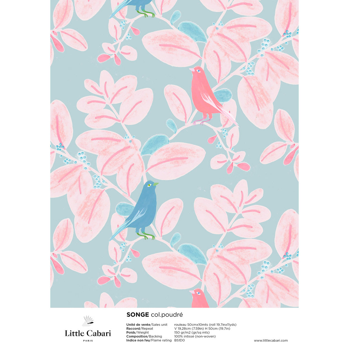 papier peint little cabari poudré songe