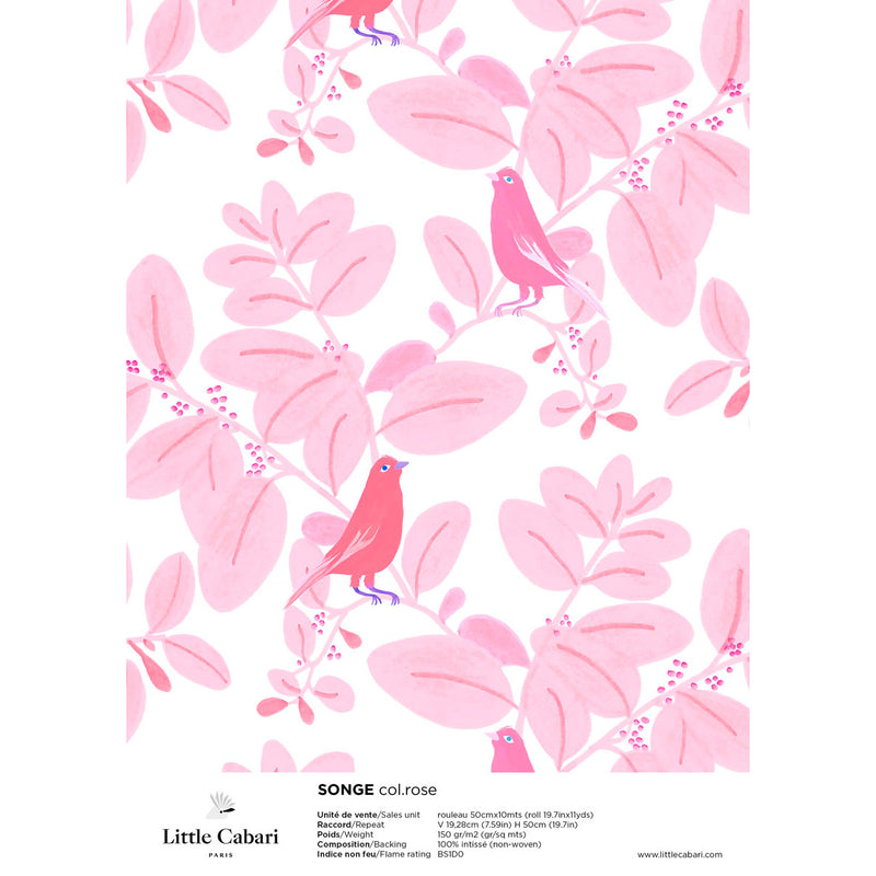 papier peint little cabari rose songe