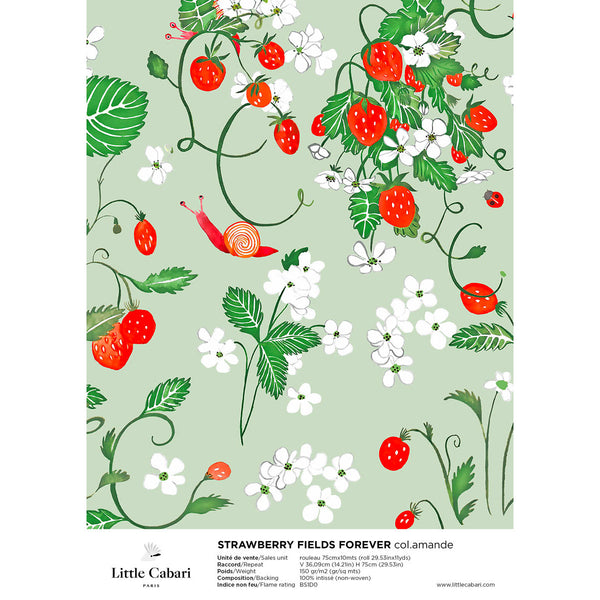 papier peint little cabari stranwberry fraise amande
