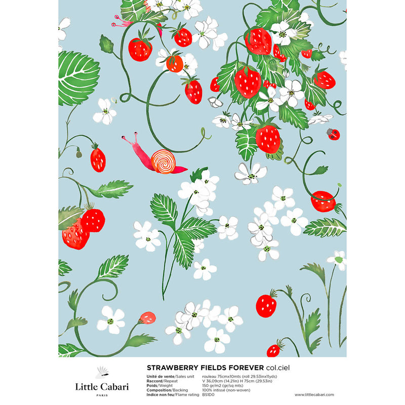 papier peint little cabari stranwberry fraise ciel