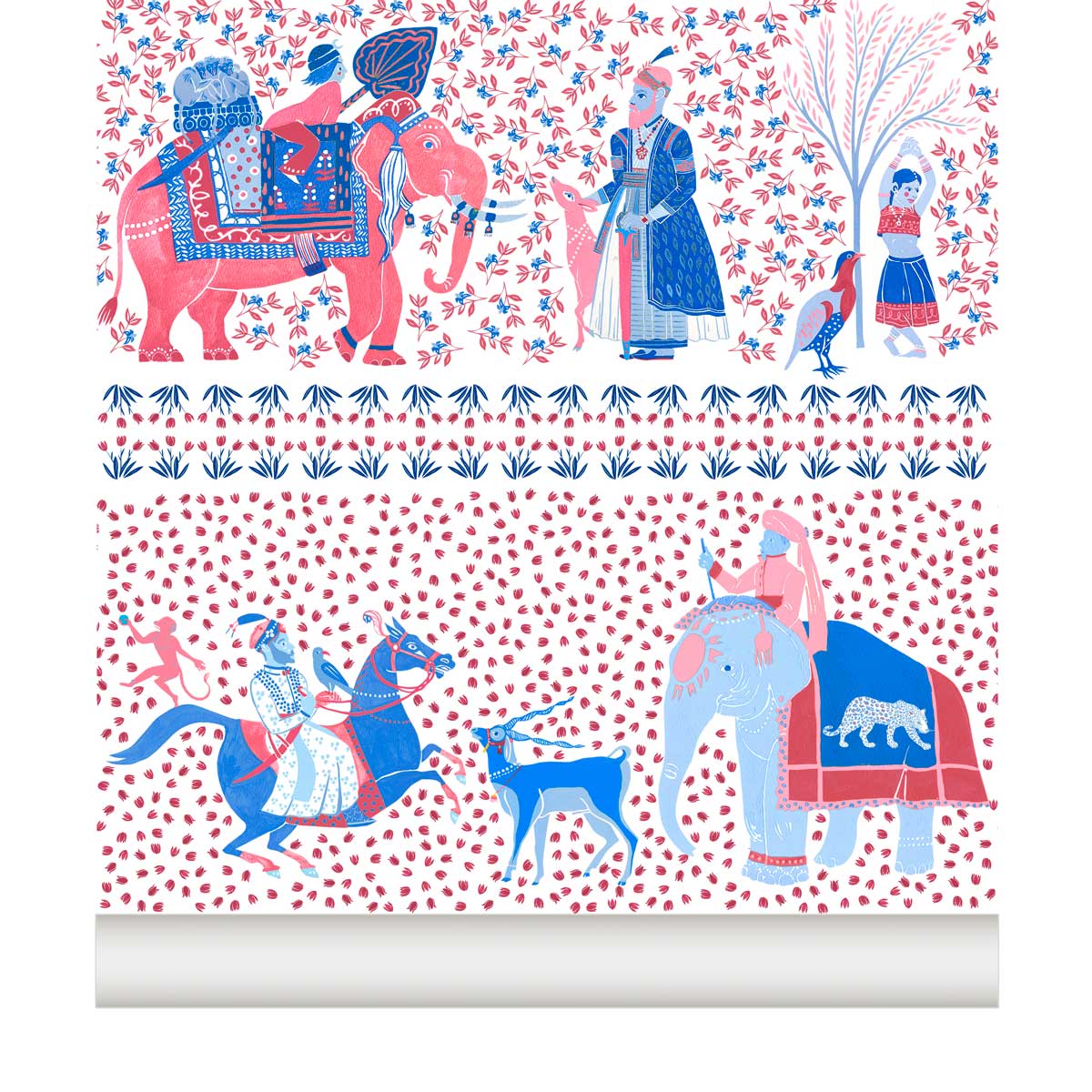 little cabari papier peint inde fleur animal animal couleur rose bleu