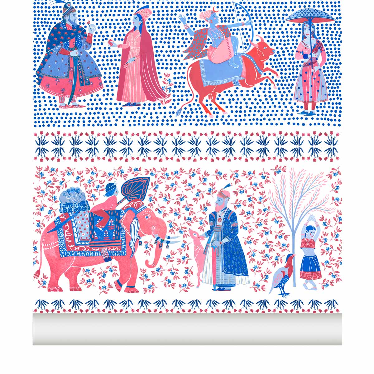 little cabari papier peint inde fleur animal animal couleur rose bleu