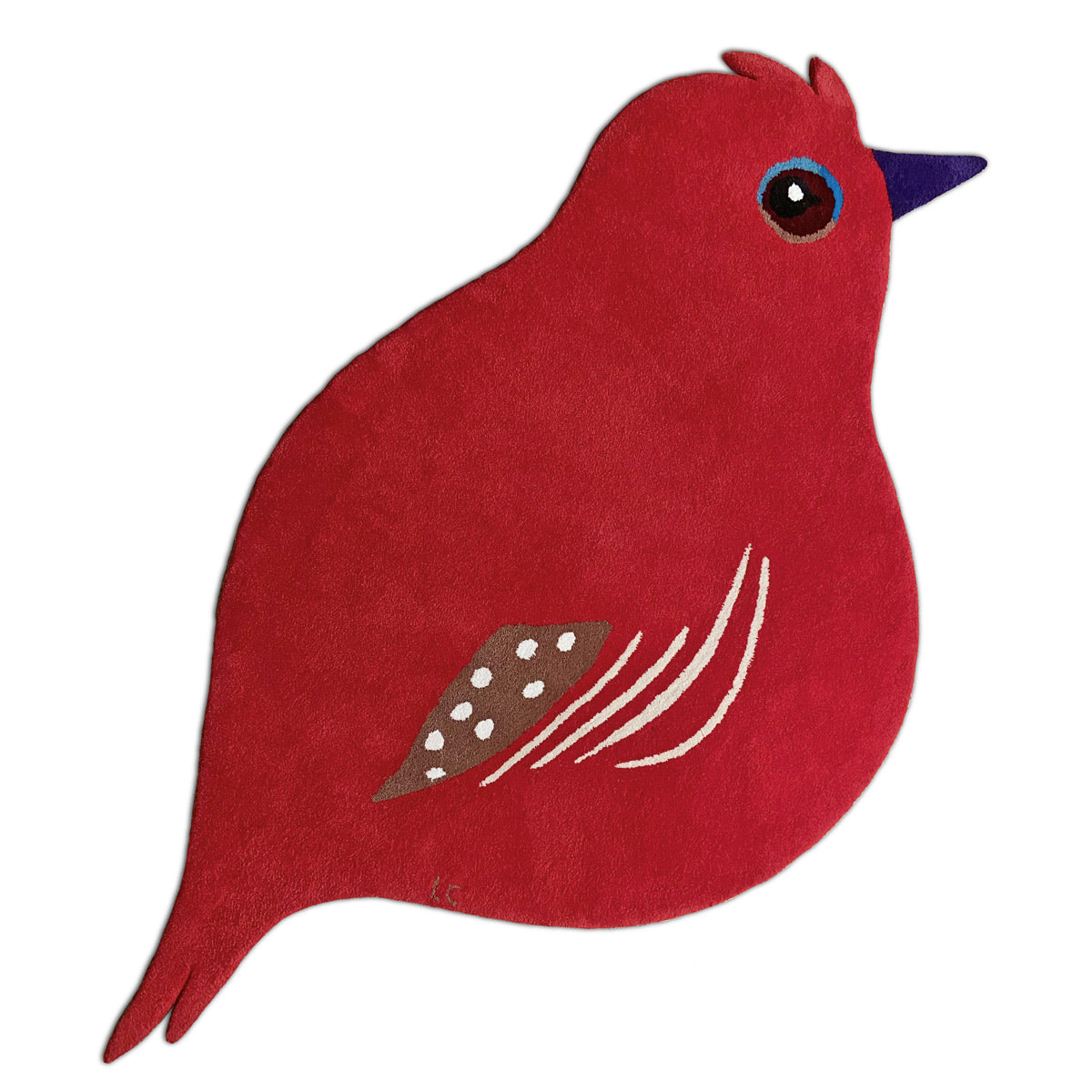 little cabari tapis laine oiseau couleur rouge