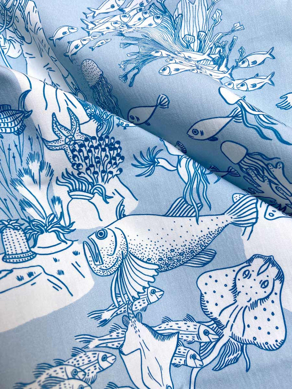 tissu toile de mer bleu little cabari