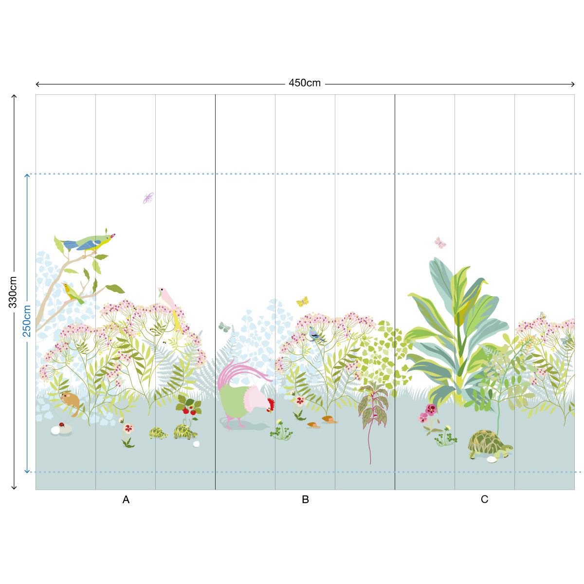 little cabari papier peint panoramique plante oiseau couleur multicolore