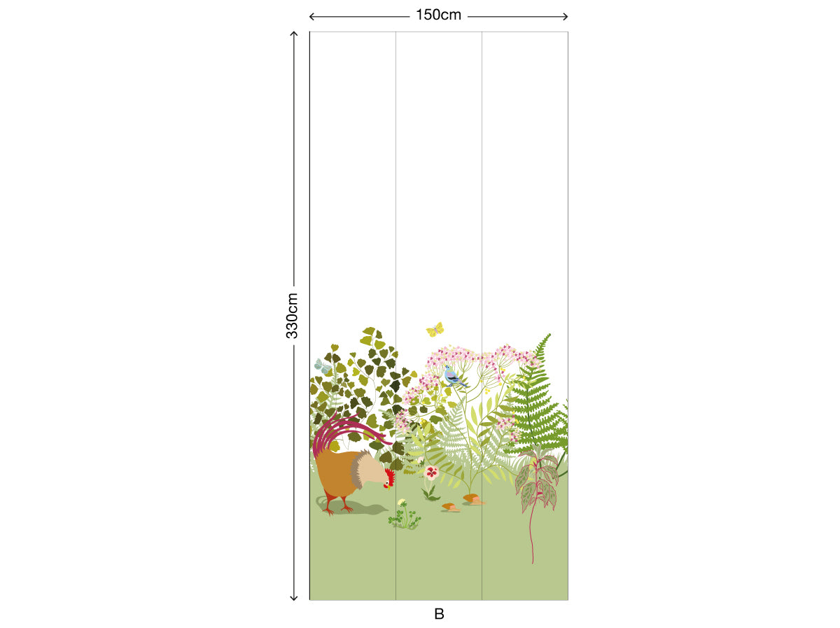 little cabari papier peint panoramique plante animal couleur vert