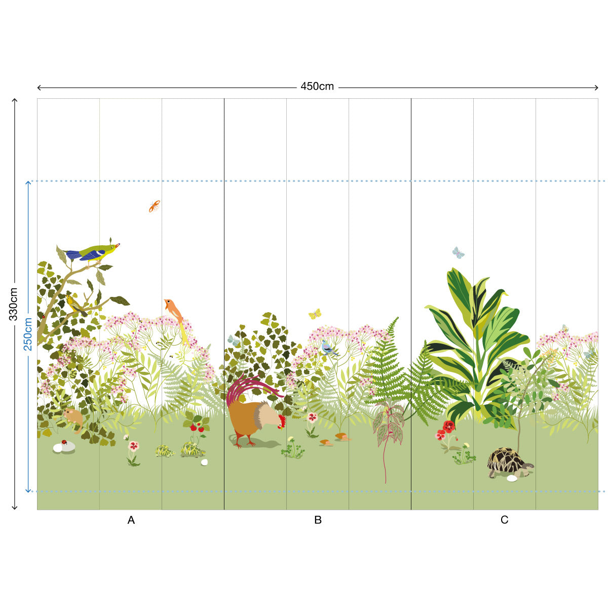 little cabari papier peint panoramique plante animal couleur vert