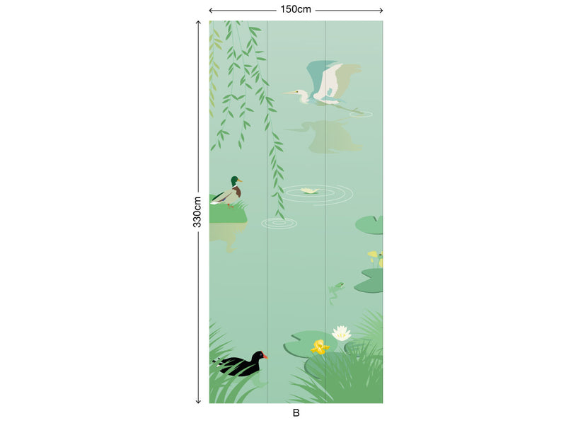 décor sur mesure standard little Cabari étang celadon vert panoramique papier-peint