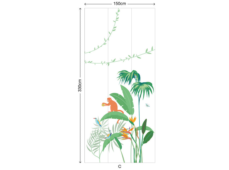 décor standard sur-mesure jungle little cabari panneaux couleur coloré vert