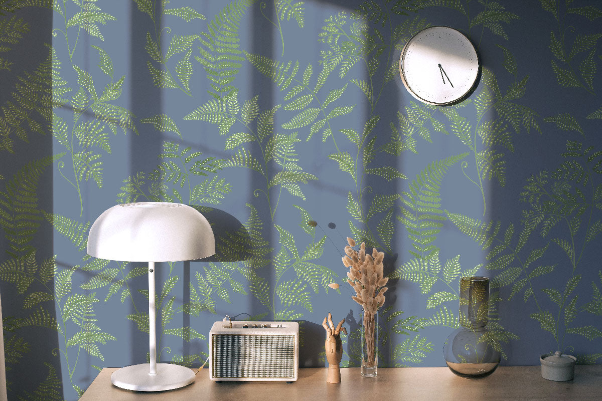 little cabari papier peint plante nature couleur vert bleu