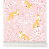 little Cabari papier-peint renard rose
