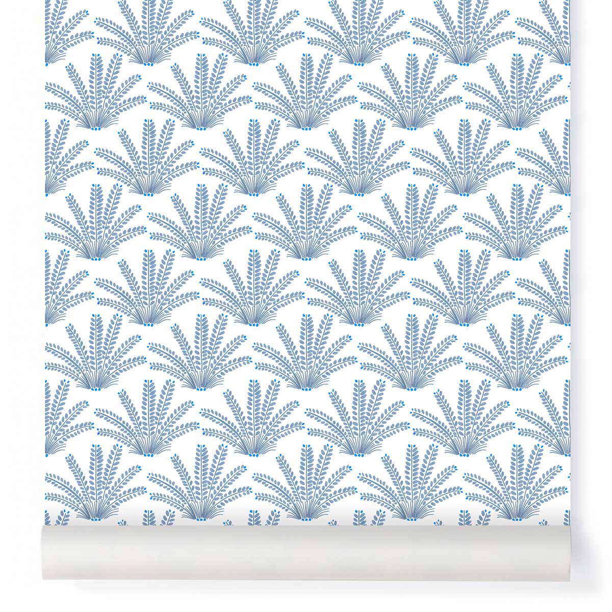 little cabari papier peint plante couleur bleu blanc