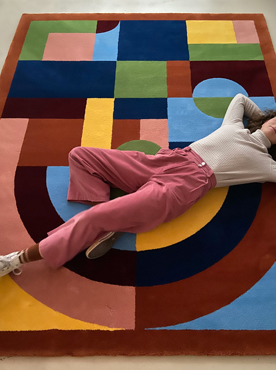 little cabari tapis sonia delaunay sur mesure couleurs chaudes