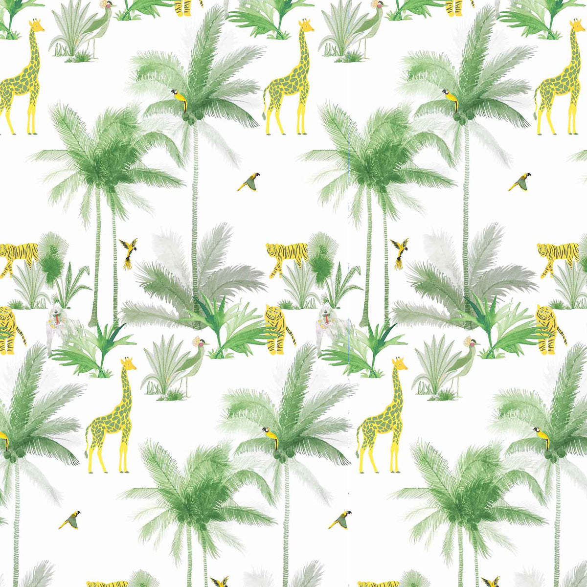 little cabari coupon de tissu jungle animal couleur vert jaune 