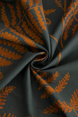 tissu ameublement Little Cabari inspiration rideaux fougères rouille rouge orange nuit noir