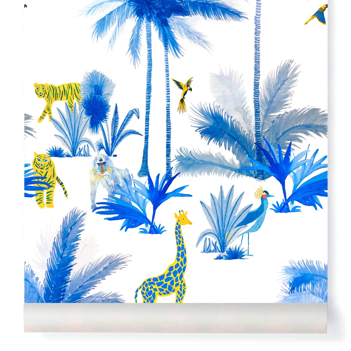 little cabari papier peint plante animal nature couleur bleu