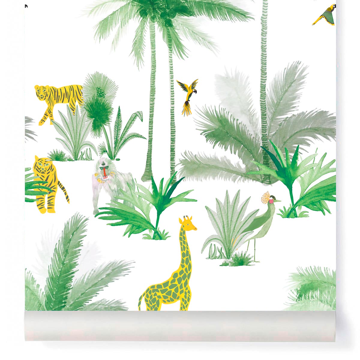 little cabari papier peint plante animal nature couleur vert jaune