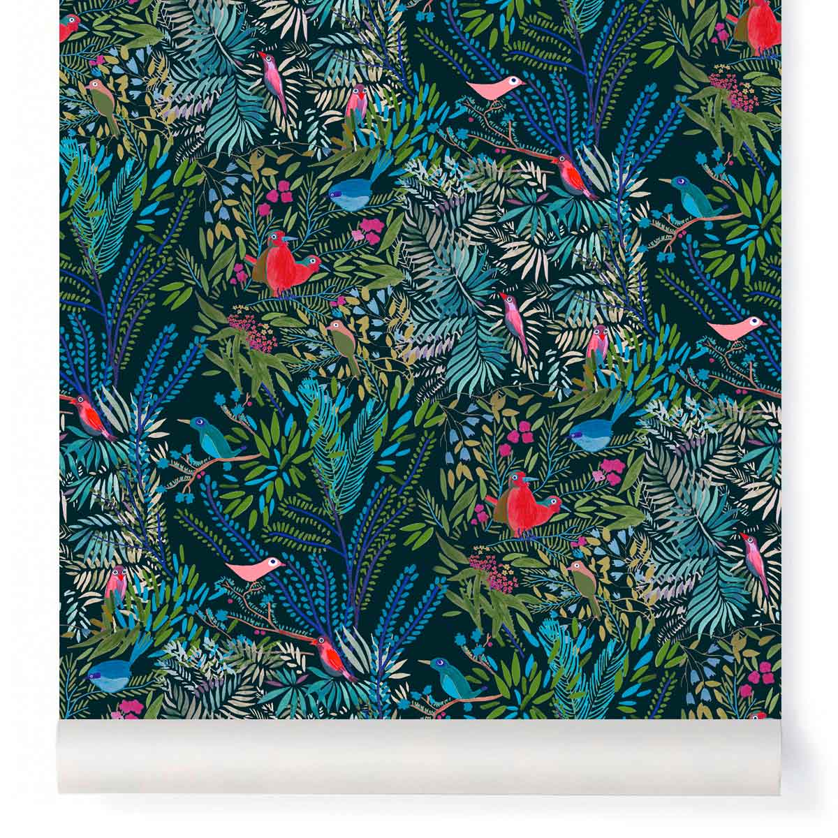 little cabari papier peint nature oiseau couleur nuit multicolore