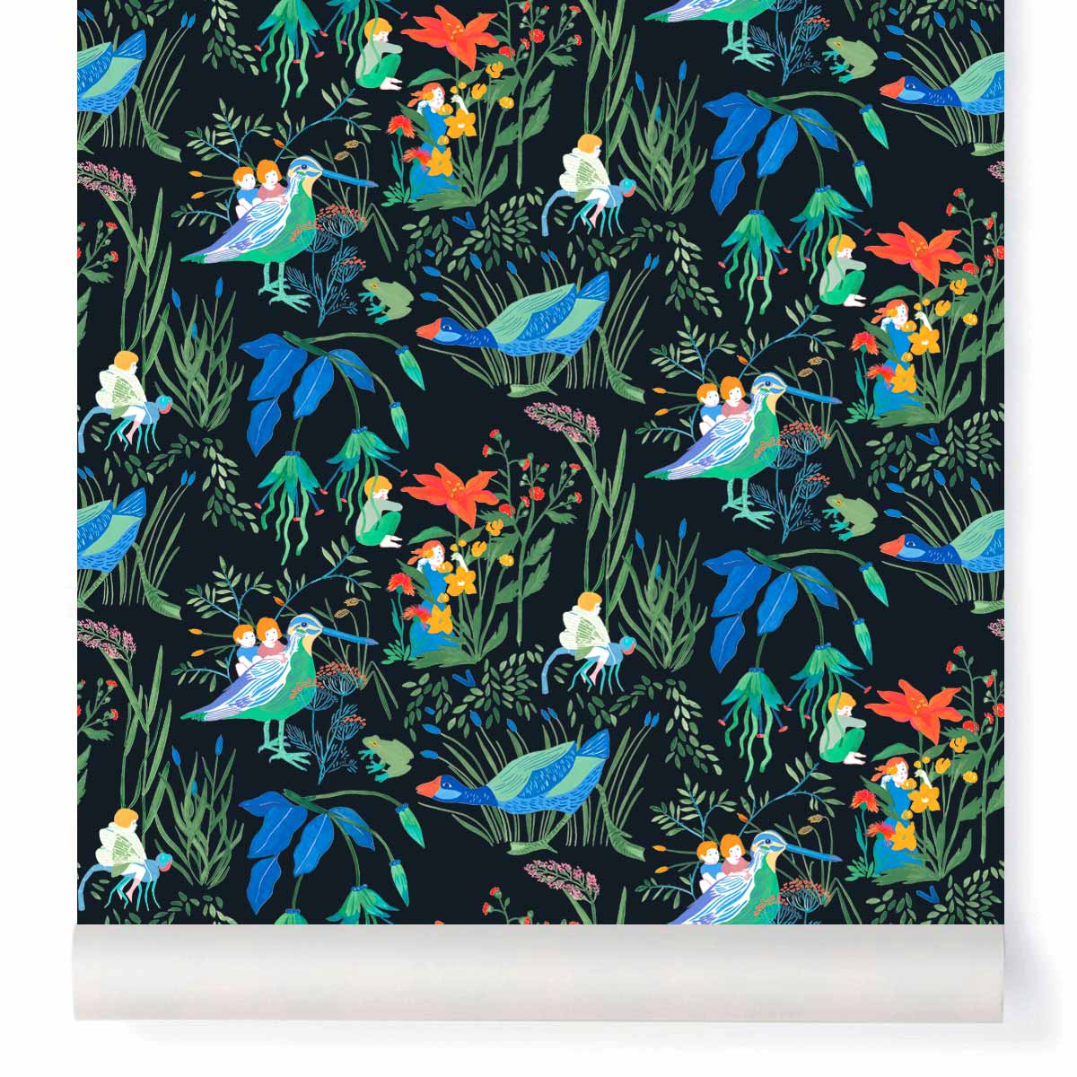 little cabari papier peint animal plante enfant couleur nuit multicolore