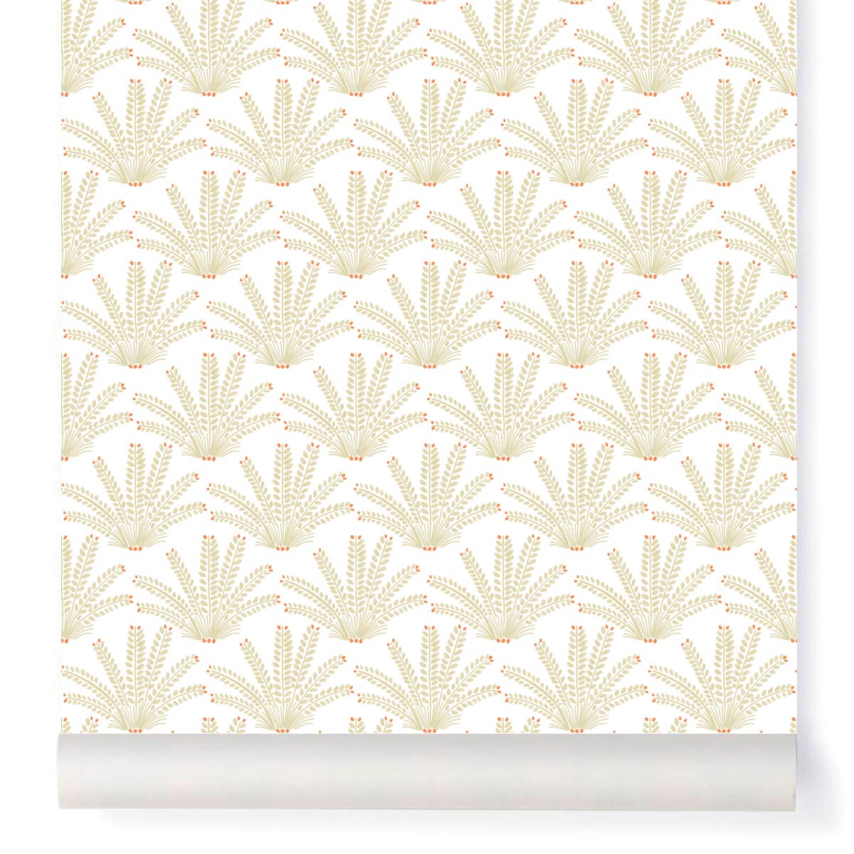 little cabari papier peint plante couleur beige blanc