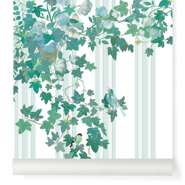 papier-peint primavera Little Cabari rayures vert