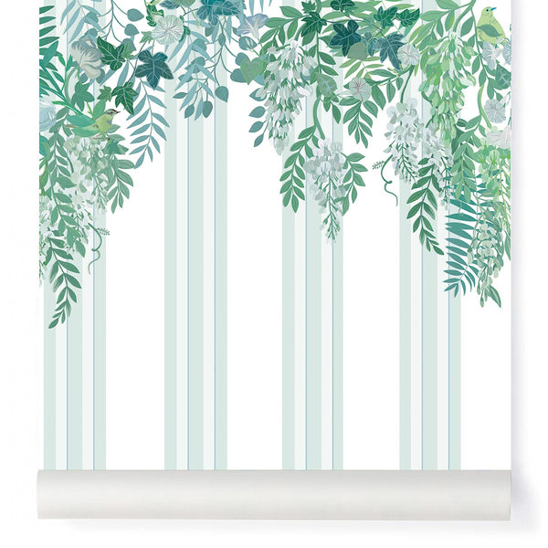 papier-peint primavera Little Cabari rayures vert