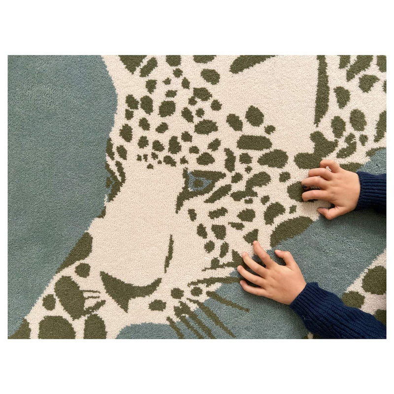 tapis leopard bleu